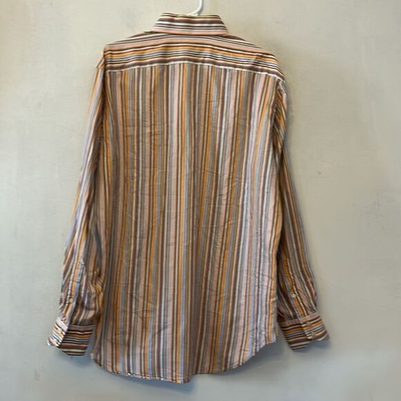 Thomas Dean cotton multicolored vertical stripe long sleeve shirt Size L EUC - Picture 6 of 10